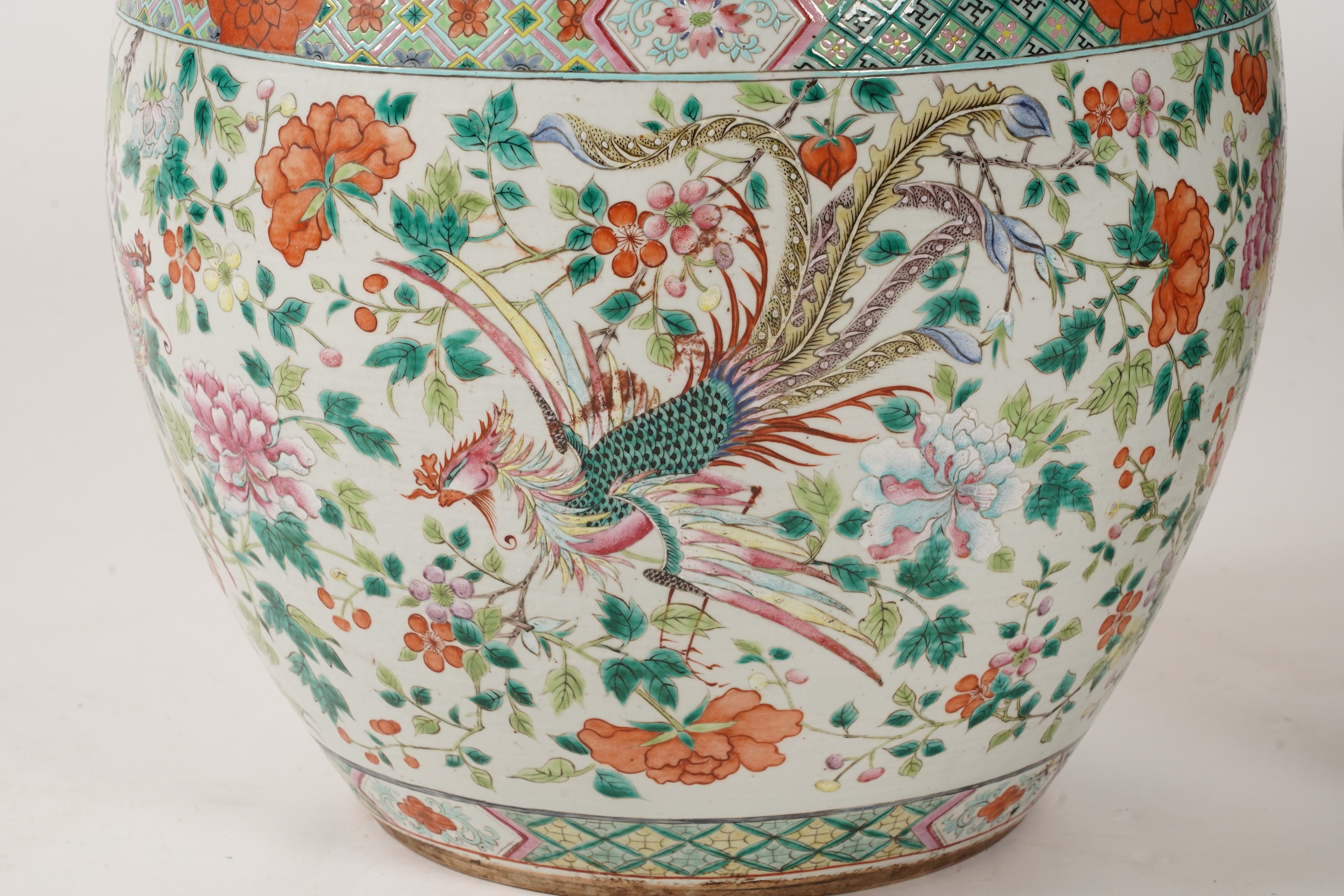 A good pair of large Chinese famille rose fish bowls, 19th century